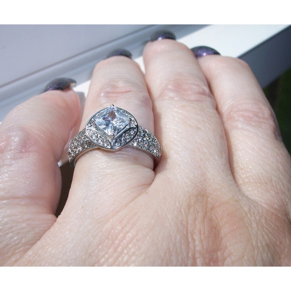 STAINLESS STEEL Princess & Round Cut Cubic Zirconia Ring - Picture 4 of 14